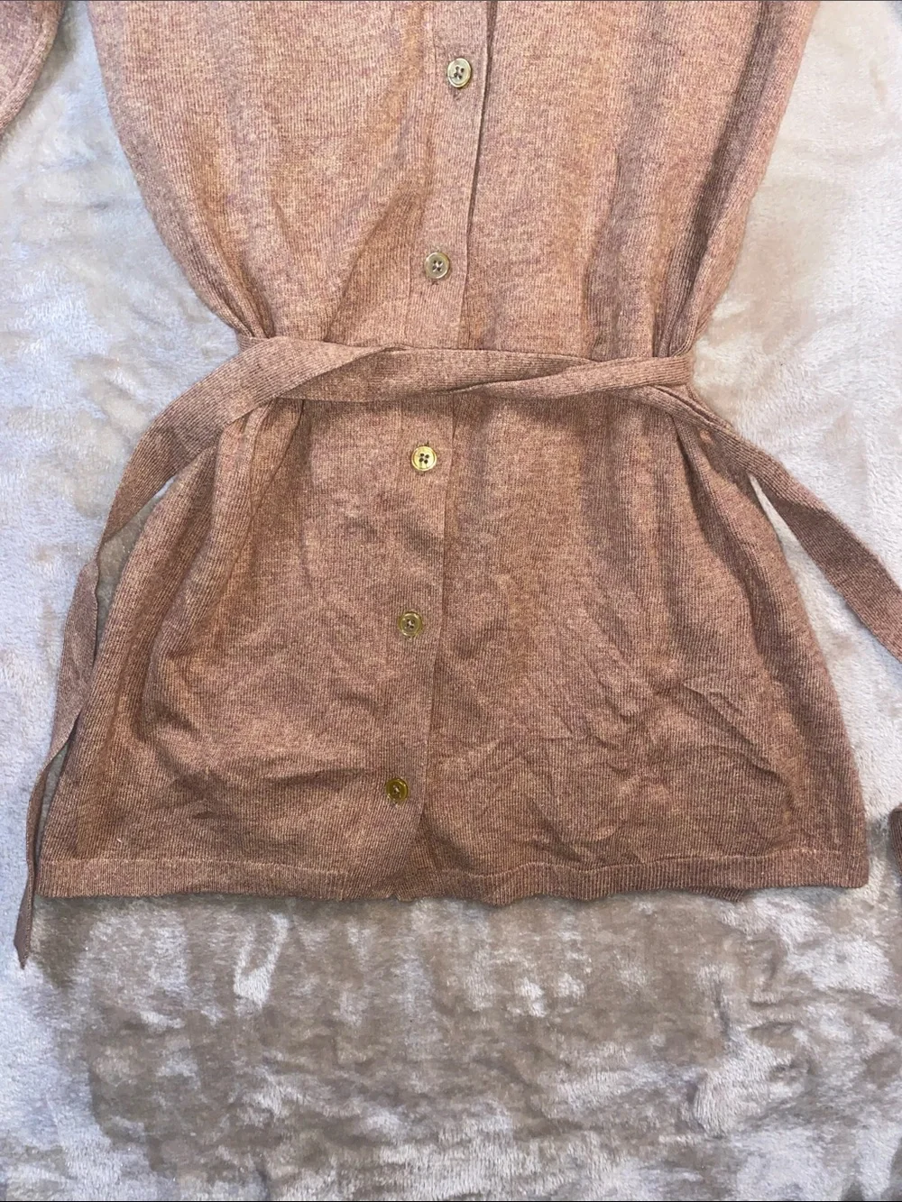 J. Crew Wool Cotton blend Copper-Tone Button-Up Belted Cardigan
